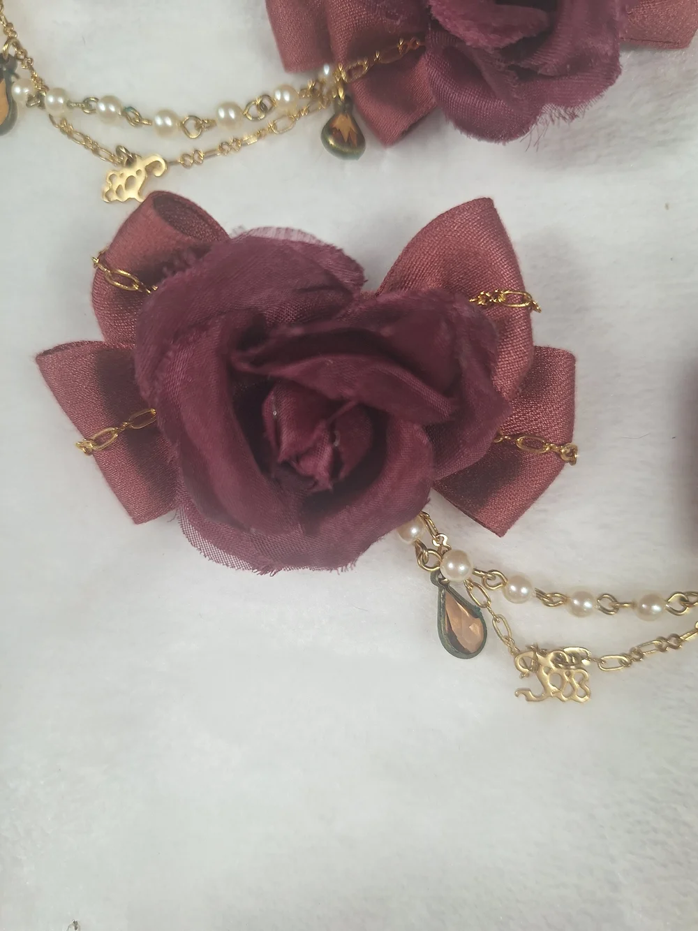 Innocent World Burgundy Rose Chain Hair Ornaments | Set of 2 🎀